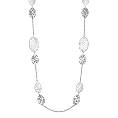 Silver filigree oval rope necklace